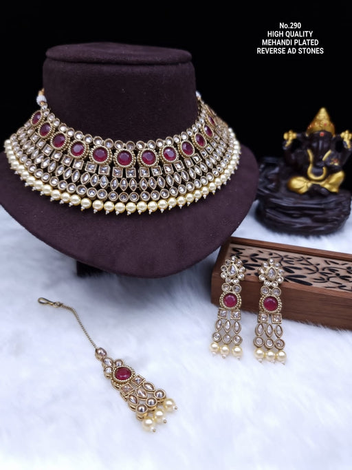High Quality Mehandi Plated Necklace set (FZ)