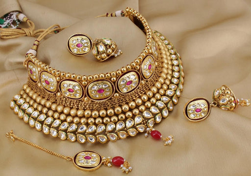 Kundan Gold Plated & Pearl Necklace Set (FZ)