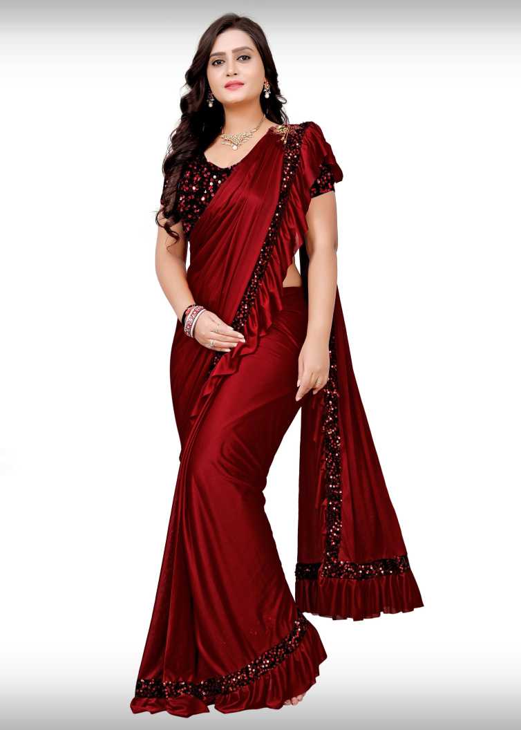Ready to wear Maroon saree  (FZ)