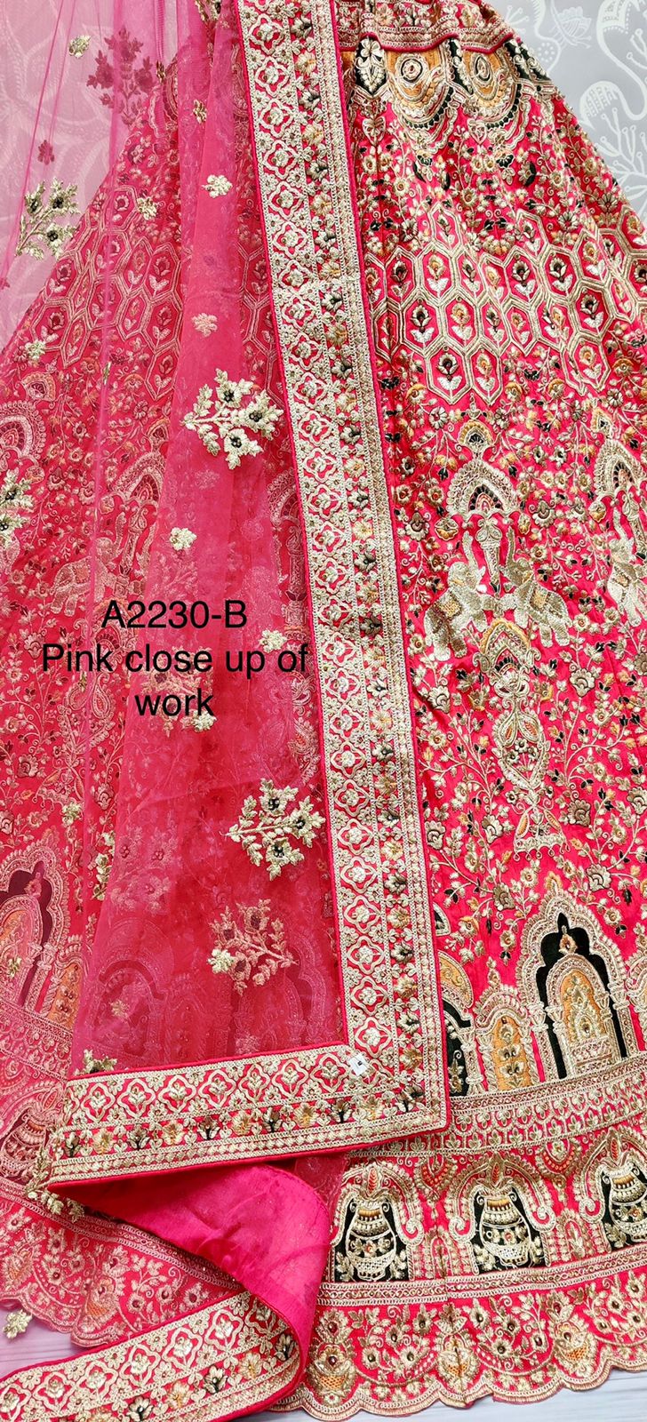 Bridal Pink  Lehanga with heavy Dori embroidery,  Sequence ,Thread ,&  Diamond work  (FZ)