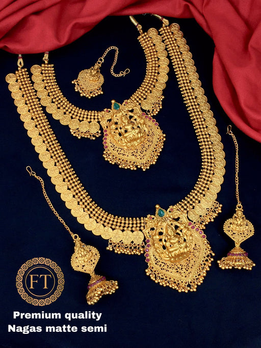 Temple Nagas Bridal Jewelry set with Lakshmi dollar Matte Finish (FZ)