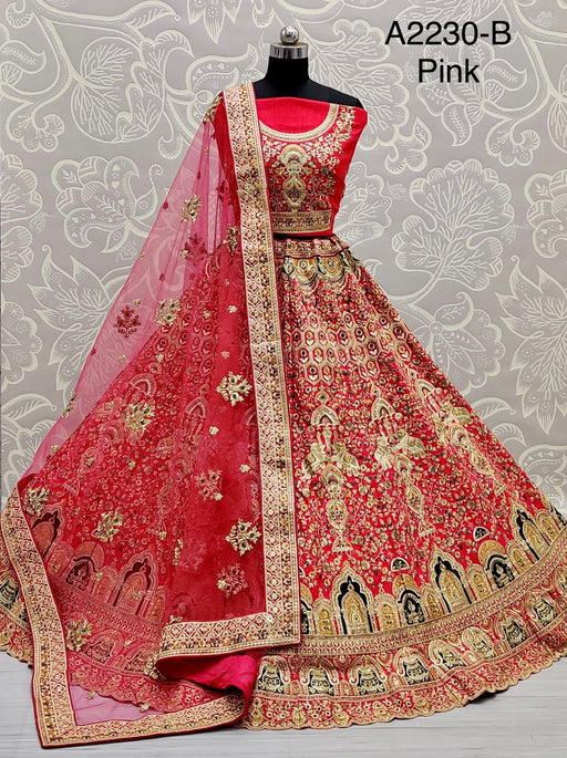 Bridal Pink  Lehanga with heavy Dori embroidery,  Sequence ,Thread ,&  Diamond work  (FZ)