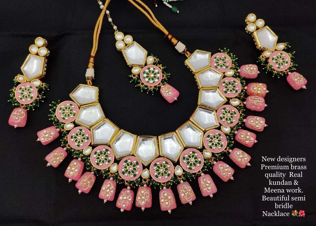 Kundan & Meena work Beautifully semi Bridal Necklace (FZ)