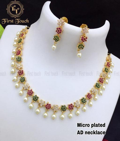 Micro Plated Necklace Set with stone work (FZ)
