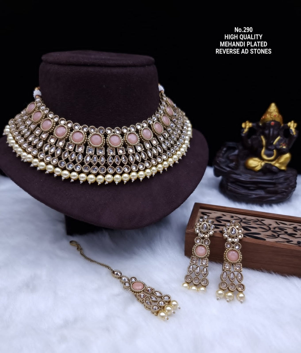 High Quality Mehandi Plated Necklace set (FZ)